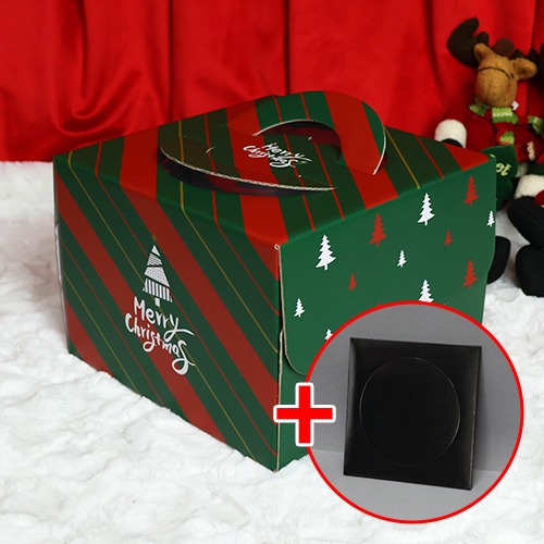 크리스마스 케이크상자 쉬폰 1호[트리]- 높이 17cm (블랙받침 포함) 10개